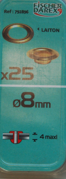 1 boite d'oeillets D.8mm. avec outil de pose FISCHER DAREX