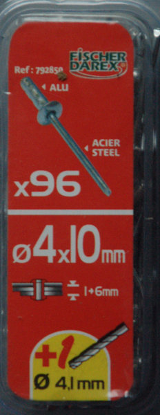 1 boite de rivets aveugles 4mm x 10mm FICHER DAREX