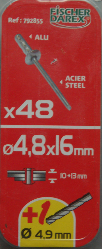 1 boite de rivets aveugles 4,8mm x 16mm FICHER DAREX