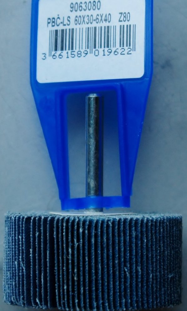 Brosse abrasives à lamelles papier zirconium sur tige D.60 x 30mm grain 80