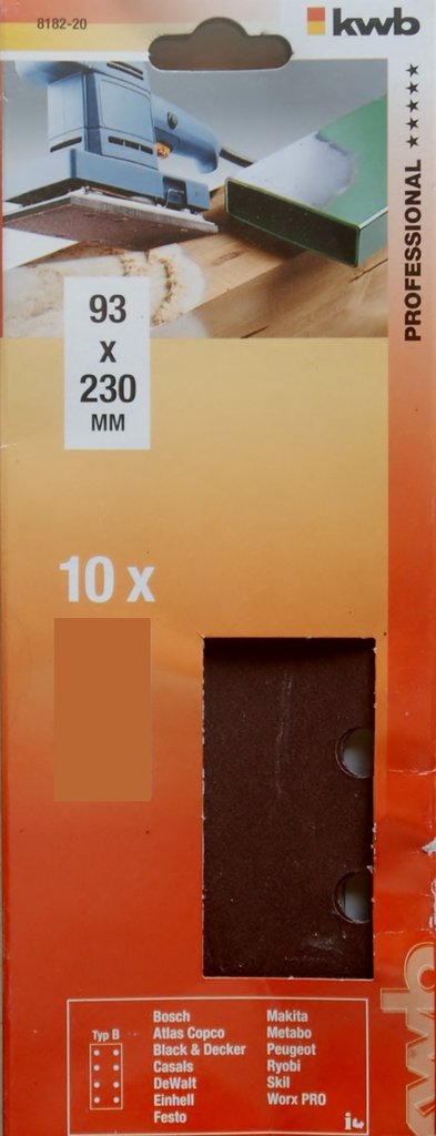 10 Patins ponceuse 93 x 230mm grain 80 KWB