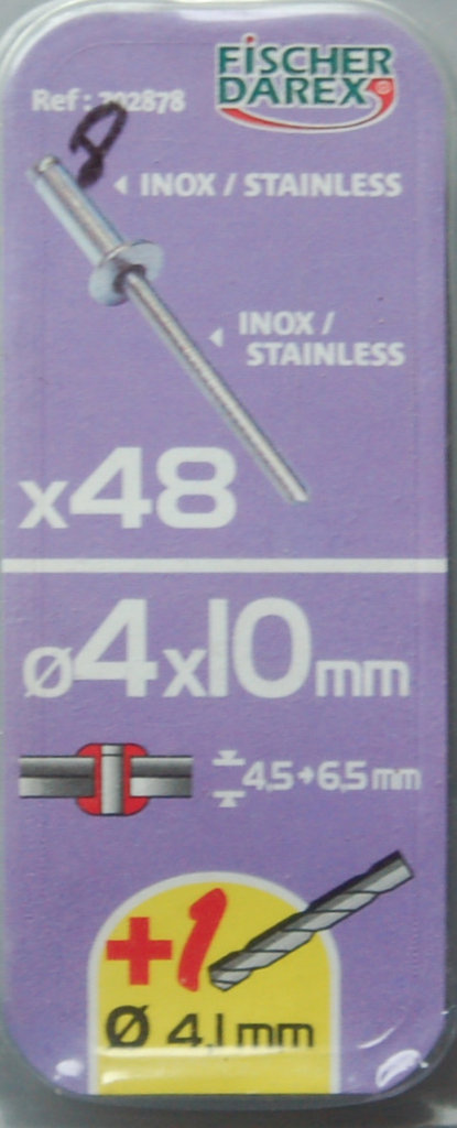 1 boite de rivets aveugles Inox 4,8mm x 14mm FICHER DAREX