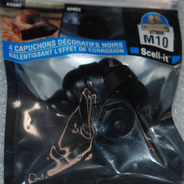 4 Capuchons polyéthylène décoratifs noirs pour écrou M10 SCELL-IT