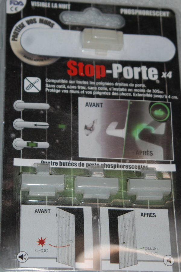 Stop-Porte 4 Butées de porte phosphorescentes FDA